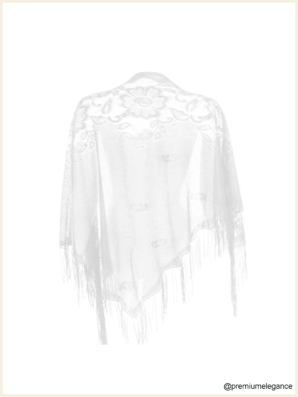 Women's Lace Shawl Wrap with Fringe, Triangle Scarf for Evening Dress, Polyester